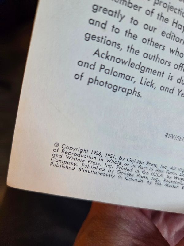 "Copyright 1956, 1951 of Stars, the Golden Nature Guide"